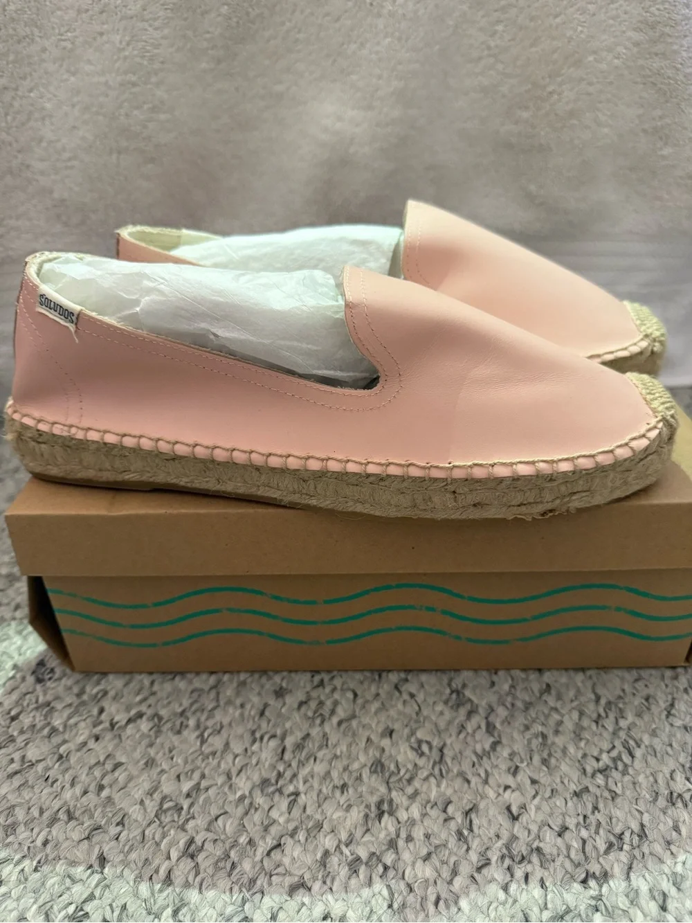 Soludos Blush Pink Leather Espadrille Flats
